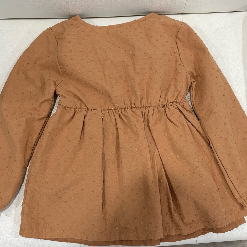 Daisy Fuentes Tan Textured Dress with Pink Floral Embroidery - Picture 2 of 3